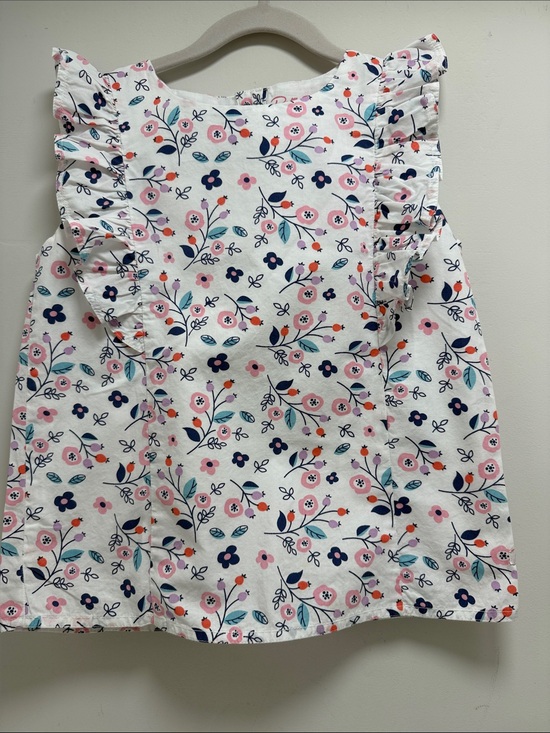 Rufflebutts Other - Ruffle Butts Floral Ruffle Sleeve Blouse in White and Pink sz 7